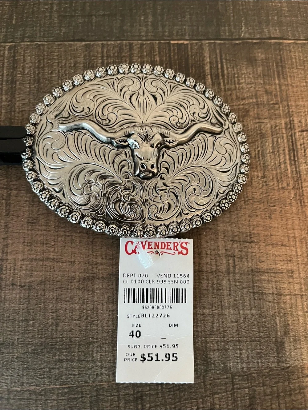 AndWest Men's Silver Longhorn Belt Buckle Western Oval‎ Steer Berry Edge NWT